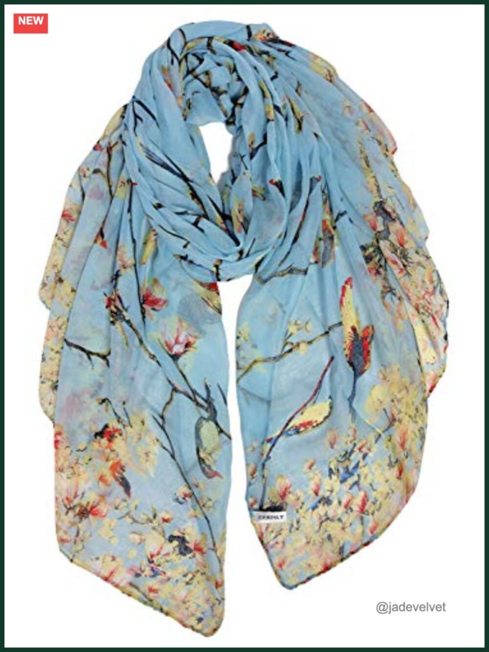 Lightweight Cotton Feel Floral Birds Print Scarf Wrap Shawl Women